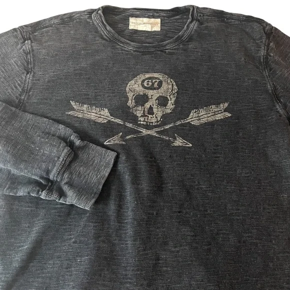 Vtg Denim & Supply Ralph Lauren Mens L Distress Long Sleeve Shirt Skull & Arrows - Picture 2 of 10